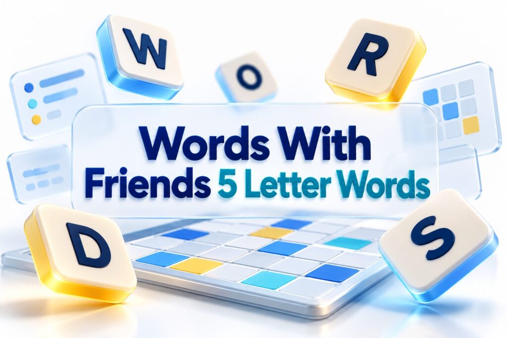Five-letter word tiles arranged on a word game board