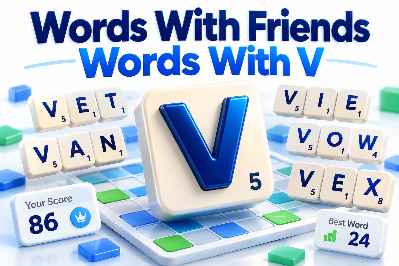 Words With Friends tiles highlighting the letter V